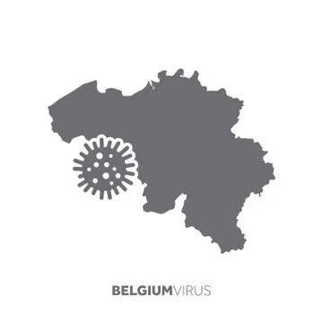 Belgium map with a virus microbe. Illness and disease outbreak Illustrazione stock