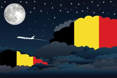 Belgium Night Clouds Airplane Vector Illustration Stock-Illustration