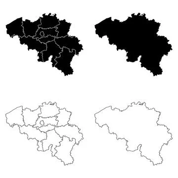 Belgium Outline and Solid Fill Map Set. Stock Illustration