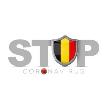 Belgium protective shield. Stop coronavius concept. 3D Render Stock Illustration