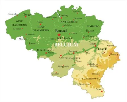 Belgium relief map Stock Illustration