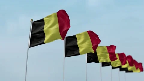 Belgium  row of flags a Video stock 136185498