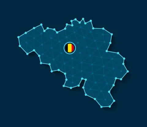 Belgium simplified vector map in a digital blue design Stock Illustration