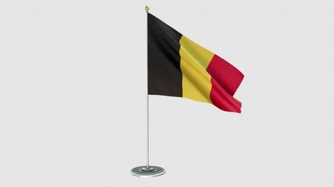 Belgium Small Flag Pole Loops With Alpha 스톡 동영상 162279084