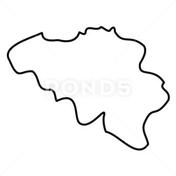 Belgium - solid black outline border map of country area. Simple flat ...