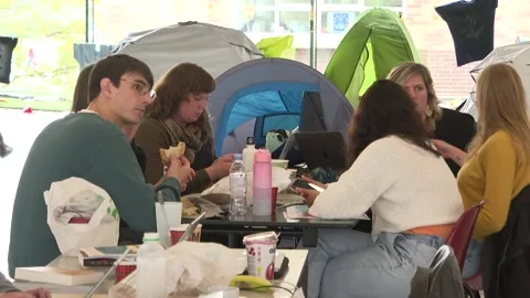 Belgium: Students combine Nakba observance with ongoing climate action occup... Stock Footage 276219084