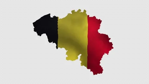 Belgium Territory Map Filled with Waving Flag Motion Graphic Transparent Stock Footage 339945704