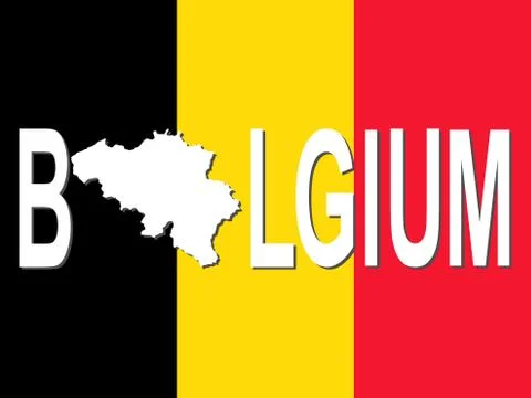 Belgium text with map Illustrazione stock