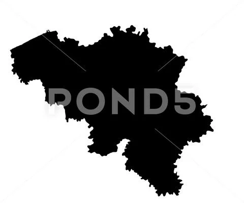 Belgium vector map silhouette isolated on white background: Royalty ...