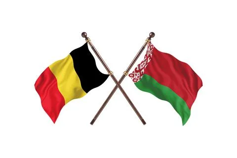 Belgium Versus Belarus  Two countries Flags background Stock Illustration