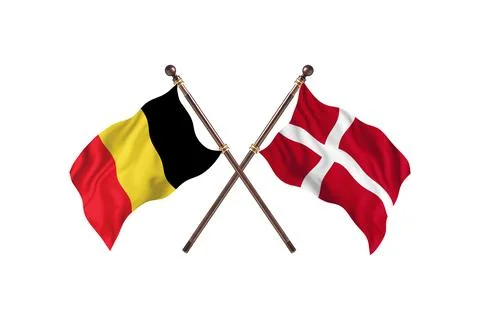 Belgium Versus Denmark  Two countries Flags background Stock Illustration