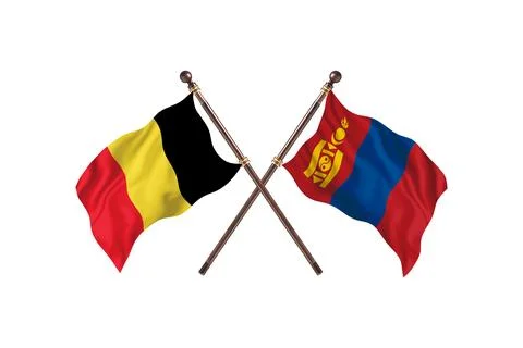 Belgium Versus Mongolia Two countries Flags background Stock Illustration