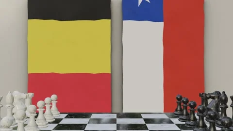 Belgium vs Chile  at the chessboard. Stock Footage 257959324