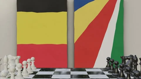 Belgium vs Seychelles  at the chessboard. Stock-Footage 257959871