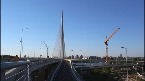 Belgrade, Ada Bridge, cranes Video stock 32272111