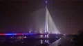 Belgrade Ada Bridge over Sava River at night Time Lapse 4k or 4k+ Resolution