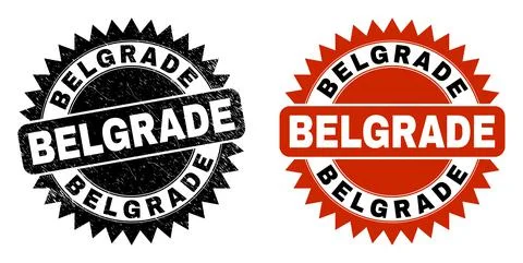 BELGRADE Black Rosette Stamp with Corroded Surface Stock Illustration