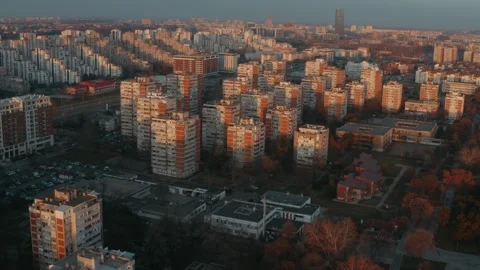 Belgrade Blok 45 during sunset Stock Footage 240642379