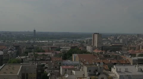 Belgrade building river high panoramic view 4K Stock Footage 56167569