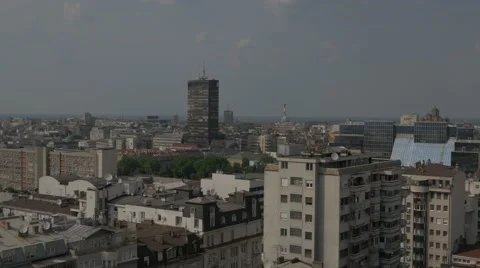 Belgrade buildings high panoramic view 4K Vídeo Stock 56138906