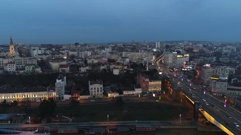Belgrade city centar and bridge on Sava river Stock Footage 105959618