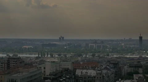 Belgrade high panoramic view pan 4K Stock Footage 55851828