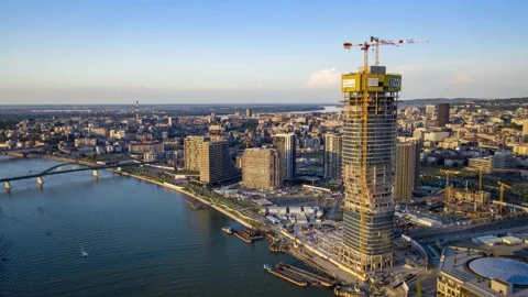 Belgrade hyperlapse - Belgrade Waterfront take 1 Stock Footage 163237182