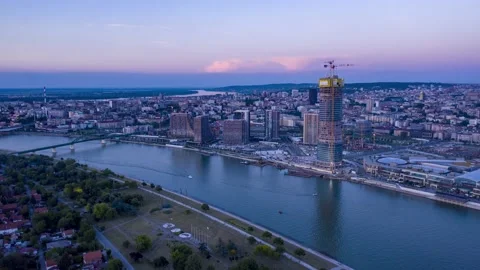 Belgrade hyperlapse - Belgrade Waterfront take 2 Stock Footage 163237833