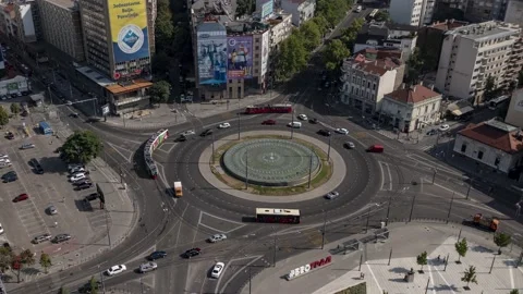 Belgrade hyperlapse - Slavija Square take 2 Stock Footage 163241276