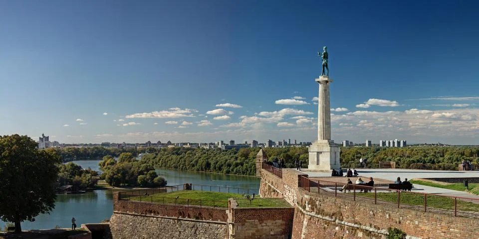 Belgrade, Kalemegdan fortress Victor monument by day Stock Photos