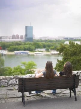 Belgrade Lifestyle friends resting on river Stock Photos