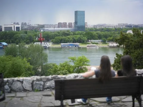 Belgrade Lifestyle friends resting on river Stock Photos