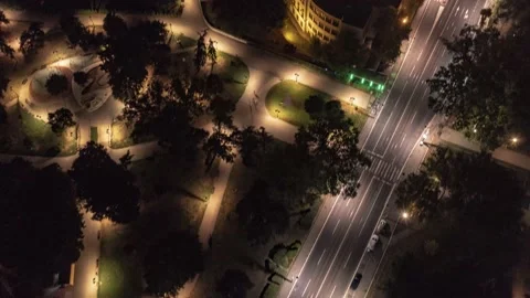 Belgrade night hyperlapse - King Alexander Boulevard take 1 Stock Footage 165609121