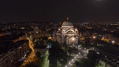 Belgrade night hyperlapse - Saint Sava Temple take 1 Stock Footage 165609646