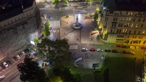 Belgrade night hyperlapse - Terazije take 1 Stock Footage 165611727