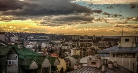 Belgrade panorama at sunset Stock Photos