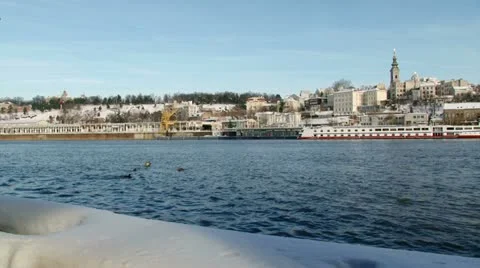 Belgrade, river, landmarks Vídeo Stock 15038821