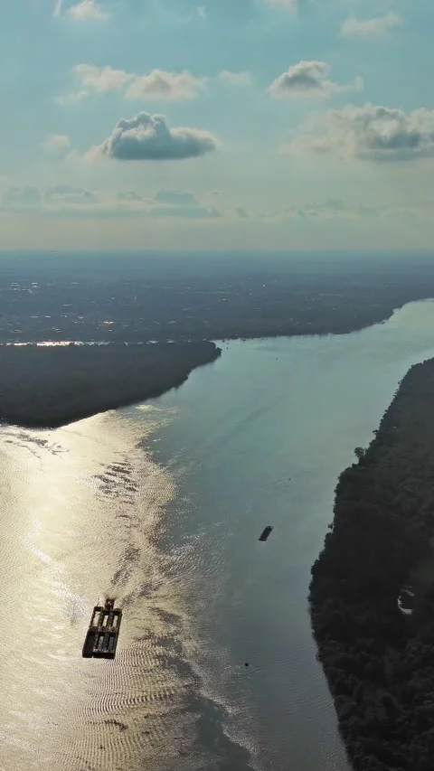 Belgrade with Sava and Danube rivers aerial view Stock Footage 346652558