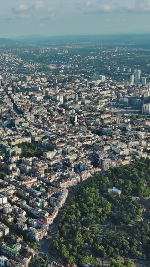 Belgrade with Sava and Danube rivers aerial view Stock Footage 346652673