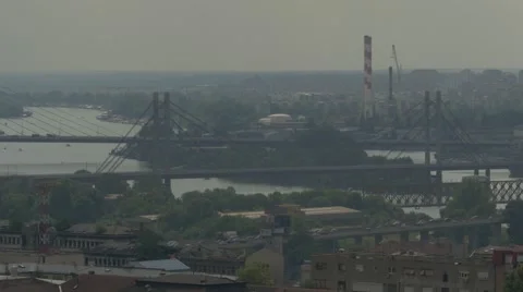 Belgrade sava bridge high  view 4K Stock Footage 55879863