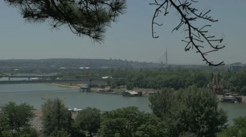 Belgrade Sava panoramic view 4K 스톡 동영상 55592129