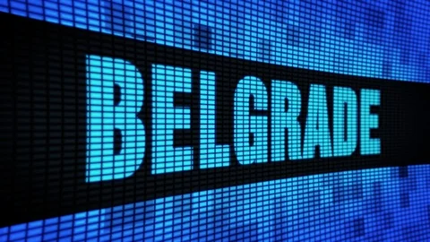 BELGRADE Side Text Scrolling LED Wall Pannel Display Sign Board Stock Footage 107244730