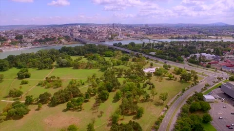 Belgrade from the sky Stock Footage 56474258