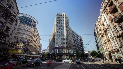 Belgrade Street day Hyper lapse 스톡 동영상 87222745