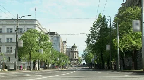 Belgrade - street, low angle Stock Footage 10912453