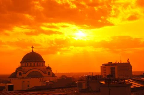 Belgrade in sunset Stock Photos