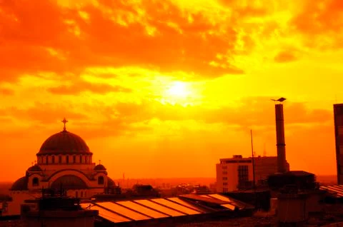 Belgrade in sunset Stock Photos