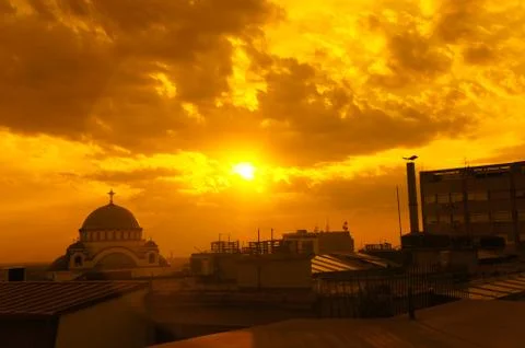 Belgrade in sunset Stock Photos