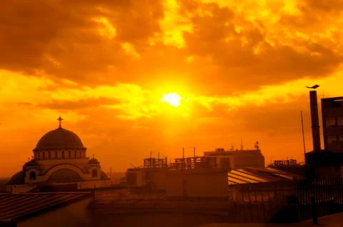 Belgrade in sunset Stock Photos