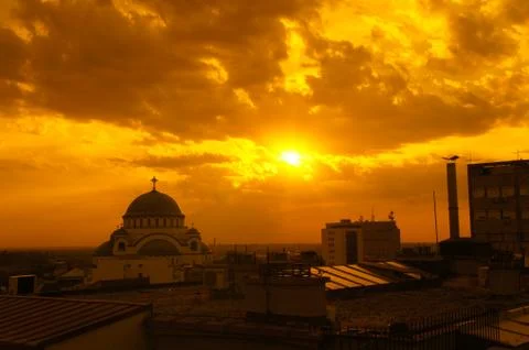 Belgrade in sunset Stock Photos